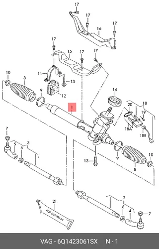 Рулевая рейка VAG 6Q1423061SX