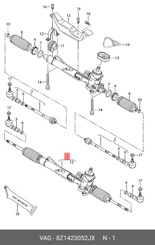 Рулевая рейка VAG 8Z1423052JX
