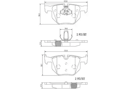Тормозные колодки дисковые задняя ось BREMBO P06056N