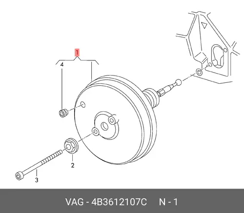 усилители тормоз. системы Audi 4B3612107C VAG