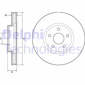Тормозной диск DELPHI BG4803C вентилируемый , передняя ось