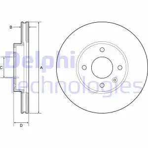 Тормозной диск DELPHI BG4951C вентилируемый , передняя ось