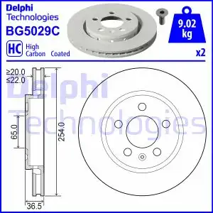 Тормозной диск DELPHI BG5029C вентилируемый , задняя ось