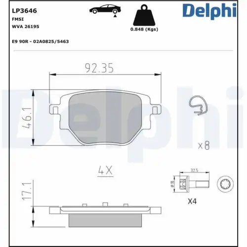 Тормозные колодки дисковые DELPHI LP3646