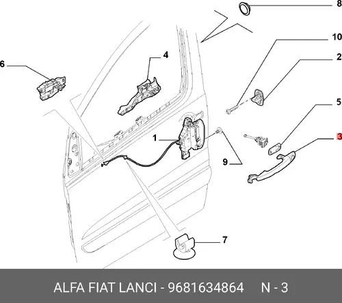 Ручка двери ALFA ROMEO 9681634864