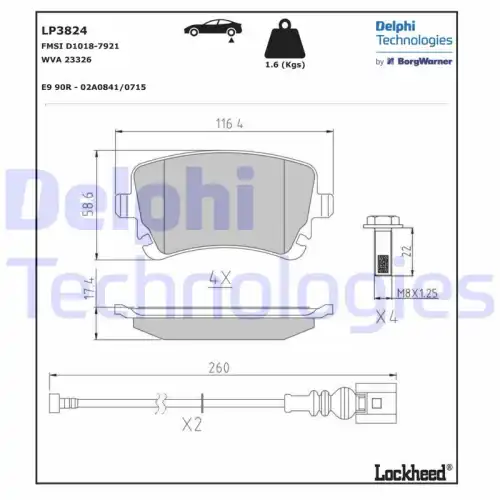 Тормозные колодки дисковые DELPHI LP3824