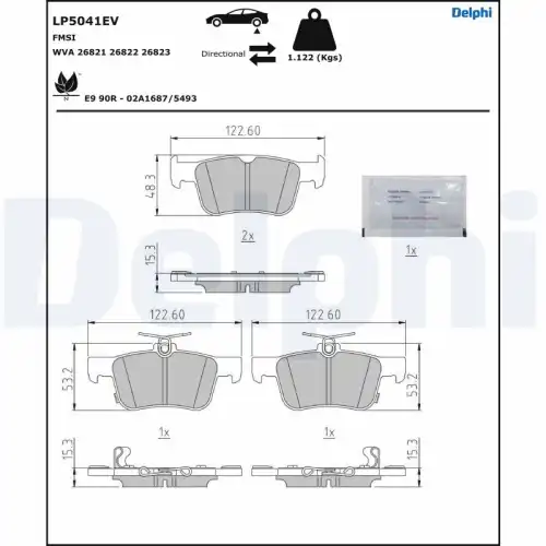 Тормозные колодки дисковые DELPHI LP5041EV