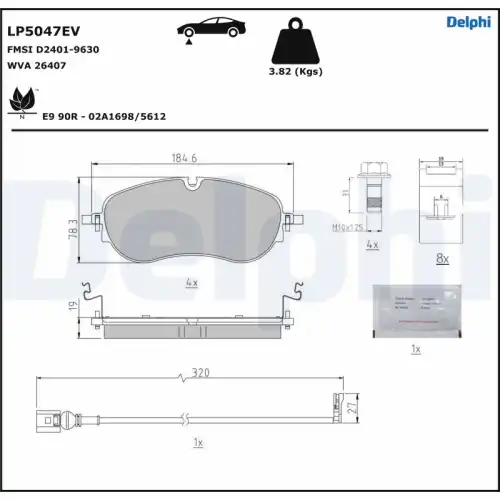 Тормозные колодки дисковые DELPHI LP5047EV