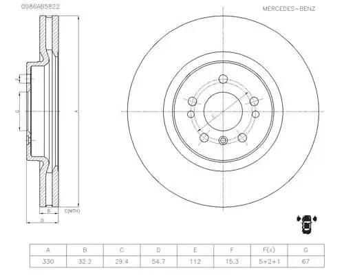Тормозной диск BOSCH 0 986 AB5 822