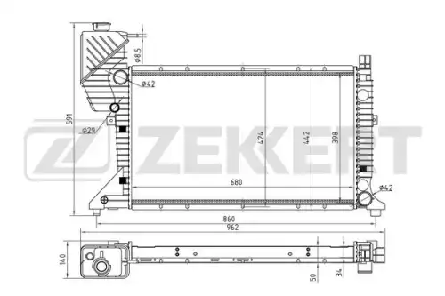Радиатор системы охлаждения двигателя ZEKKERT MK-1038