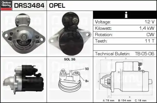 Стартер DELCO REMY DRS 3484