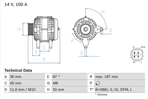 Генератор BOSCH 0 986 046 120