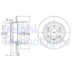 Тормозной диск DELPHI BG3390 полный , задняя ось