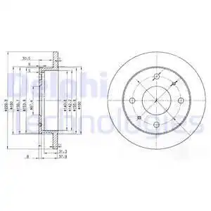 Тормозной диск DELPHI BG3618 полный , передняя ось