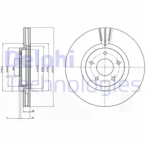 Тормозной диск DELPHI BG4231 вентилируемый , передняя ось