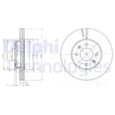 Тормозной диск DELPHI BG4096 вентилируемый , передняя ось