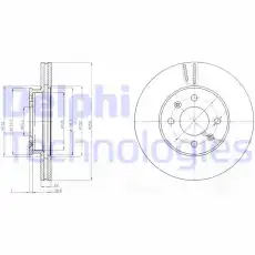 Тормозной диск DELPHI BG4096 вентилируемый , передняя ось