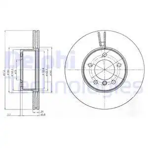 Тормозной диск DELPHI BG4172 вентилируемый , передняя ось