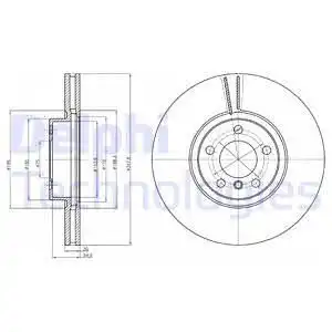 Тормозной диск DELPHI BG9063 вентилируемый , передняя ось