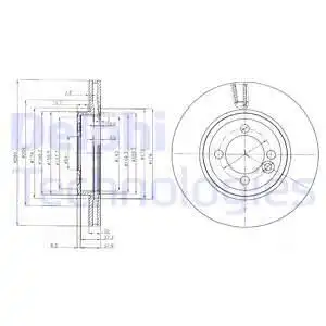 Тормозной диск DELPHI BG4146 вентилируемый , передняя ось
