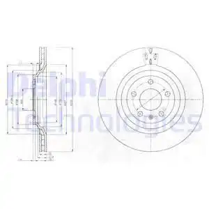 Тормозной диск DELPHI BG4087 вентилируемый , задняя ось