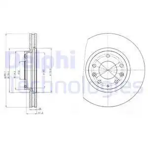 Тормозной диск DELPHI BG4256 вентилируемый , передняя ось