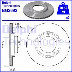 Тормозной диск DELPHI BG2692 вентилируемый , передняя ось