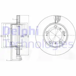 Тормозной диск DELPHI BG3409 вентилируемый , передняя ось