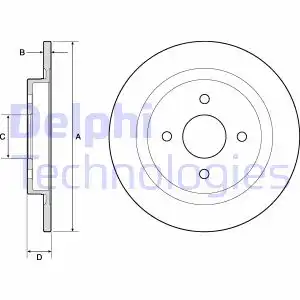 Тормозной диск DELPHI BG2537 полный , задняя ось