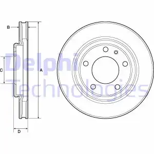 Тормозной диск DELPHI BG3204 вентилируемый , задняя ось