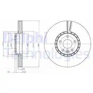 Тормозной диск DELPHI BG9085 вентилируемый , передняя ось