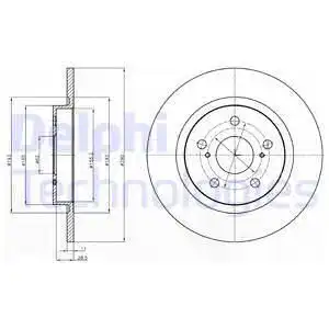 Тормозной диск DELPHI BG4200 полный , задняя ось