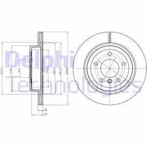 Тормозной диск DELPHI BG4223 вентилируемый , задняя ось