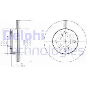 Тормозной диск DELPHI BG4271 вентилируемый , передняя ось