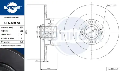 Тормозной диск ROTINGER RT 3240BS-GL