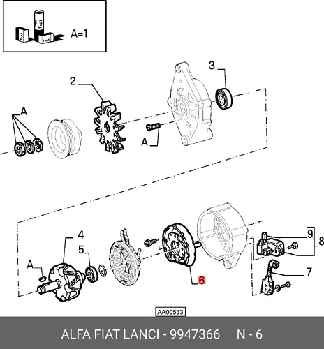 Выпрямитель, генератор 9947366 FIAT