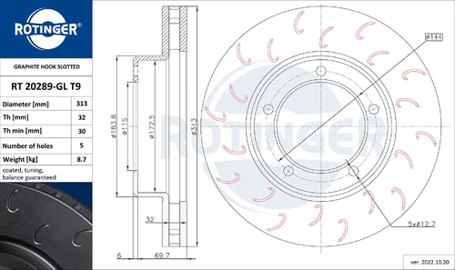 Тормозной диск ROTINGER RT 20289-GL T9