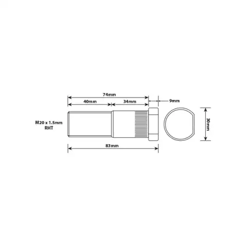 WHEEL STUD M20x1.5 RHT 74MM UH IVWB0007 UC