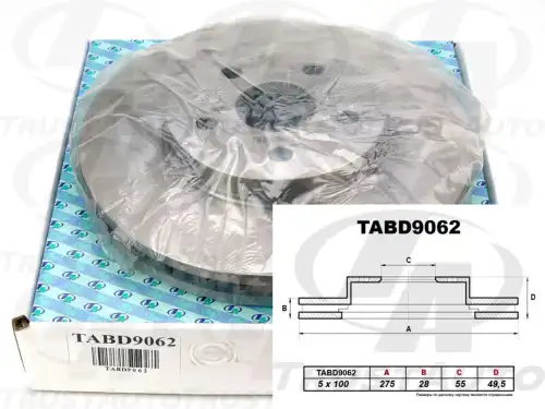 Тормозной диск TRUSTAUTO TABD9062