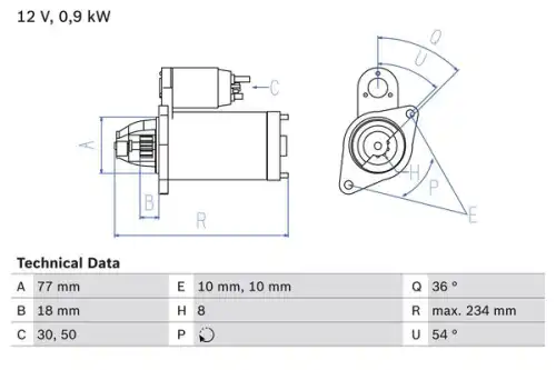 Стартер BOSCH 0 986 012 301