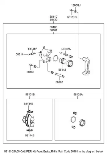 СУППОРТ ПЕР. ПРАВ. HYUNDAI-KIA 5818125A00