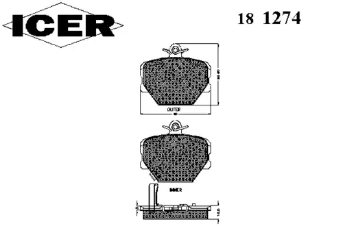 Тормозные колодки дисковые ICER 181274