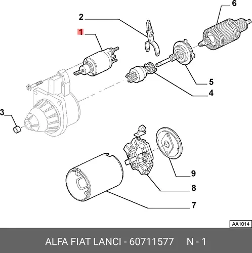 втягивающее реле стартера AR 60711577 LANCIA