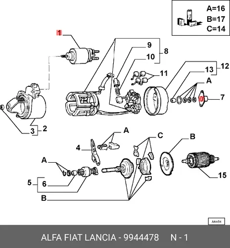 втягивающее реле стартера AR 9944478 LANCIA