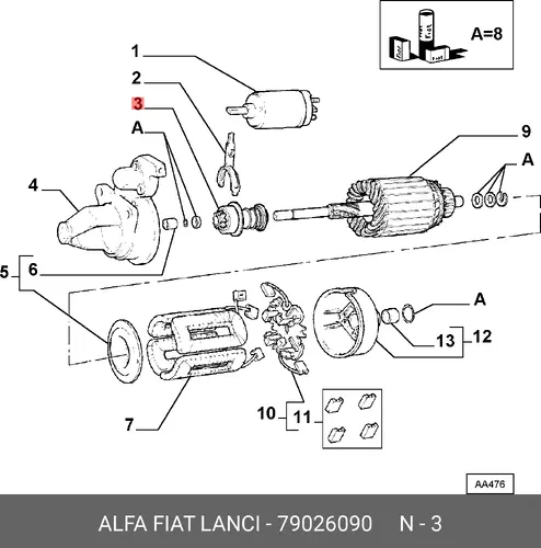 шестерня стартера c бендиксом IVEC 79026090 LANCIA