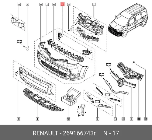 269166743R К-Т КРОНШТ ПТФ ПЕР RENAULT