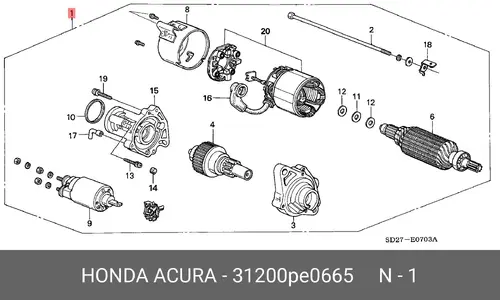 Стартер HONDA 31200-PE0-665