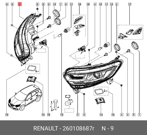Фара RENAULT 260108687R