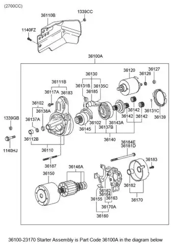 Стартер HYUNDAI / KIA 3610023170