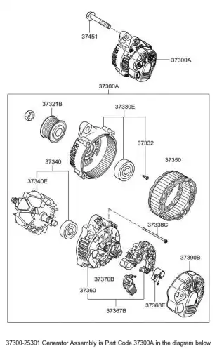 Генератор HYUNDAI / KIA 3730025301